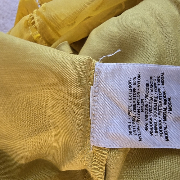 NWT, Anthropologie, sheer, yellow, peplum, layered blouse, size 8 - Picture 3 of 4